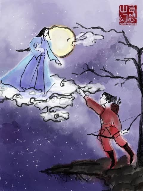 Illustratie van Chang’e en Hou Yi